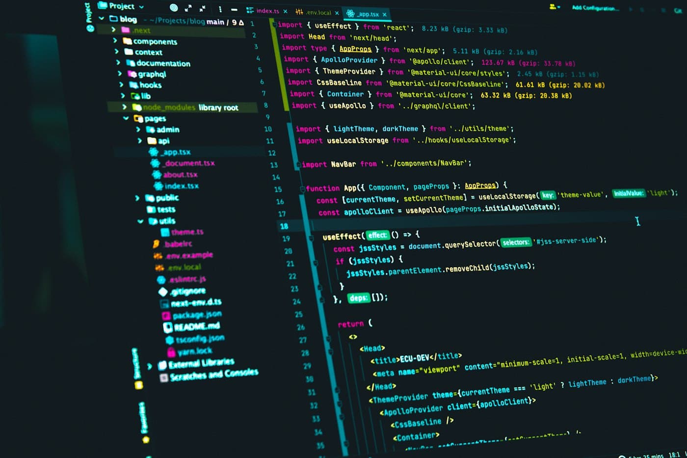 Source code open in an editor on a dark screen