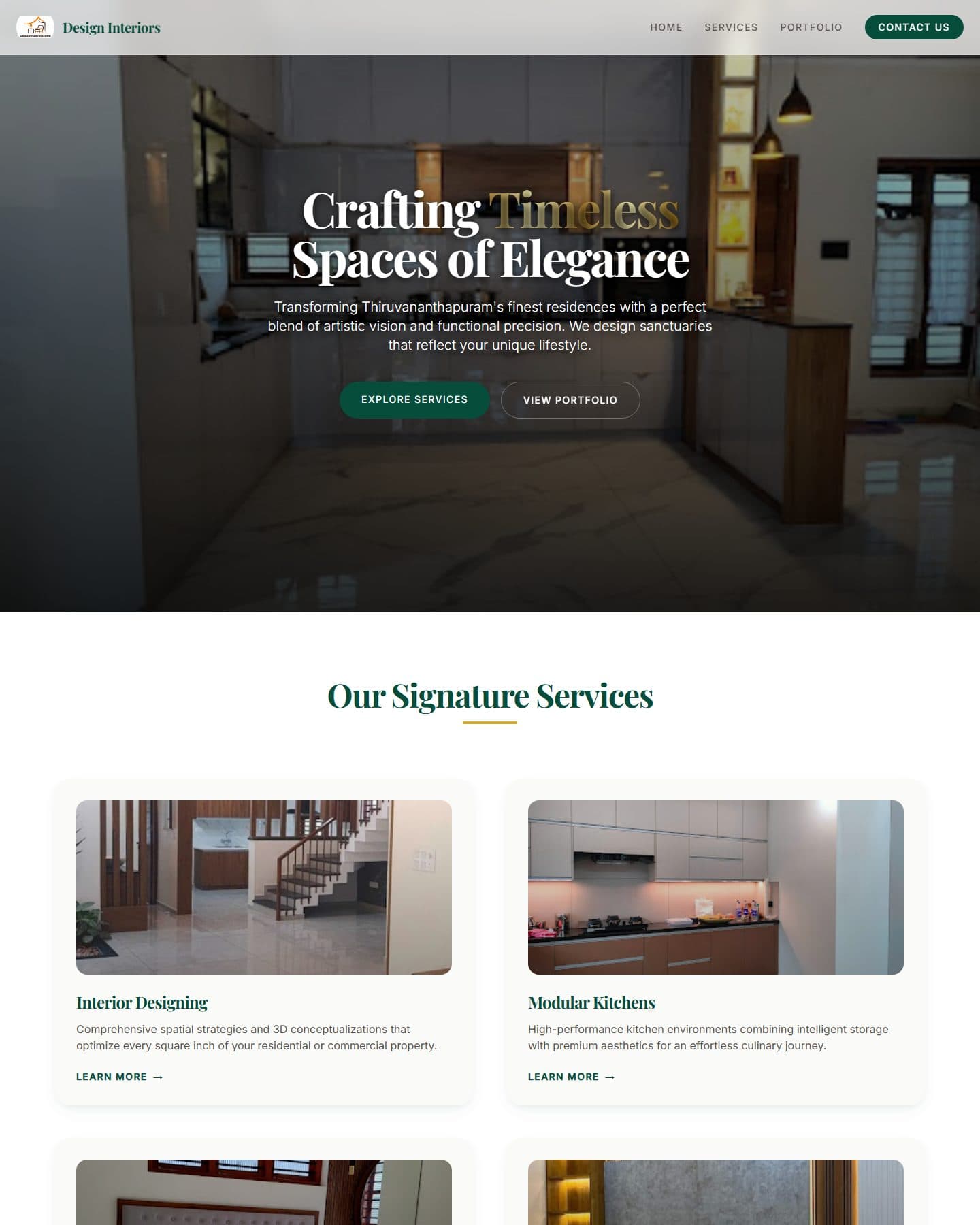 Design Interiors website, homepage