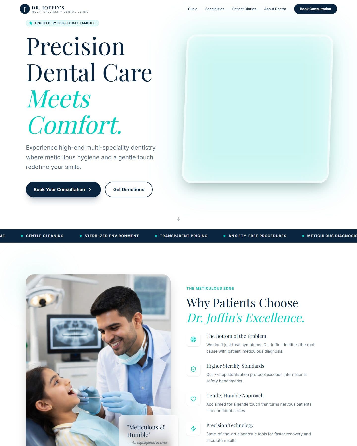 Dr. Joffin's Multi-Speciality Dental Clinic website, homepage