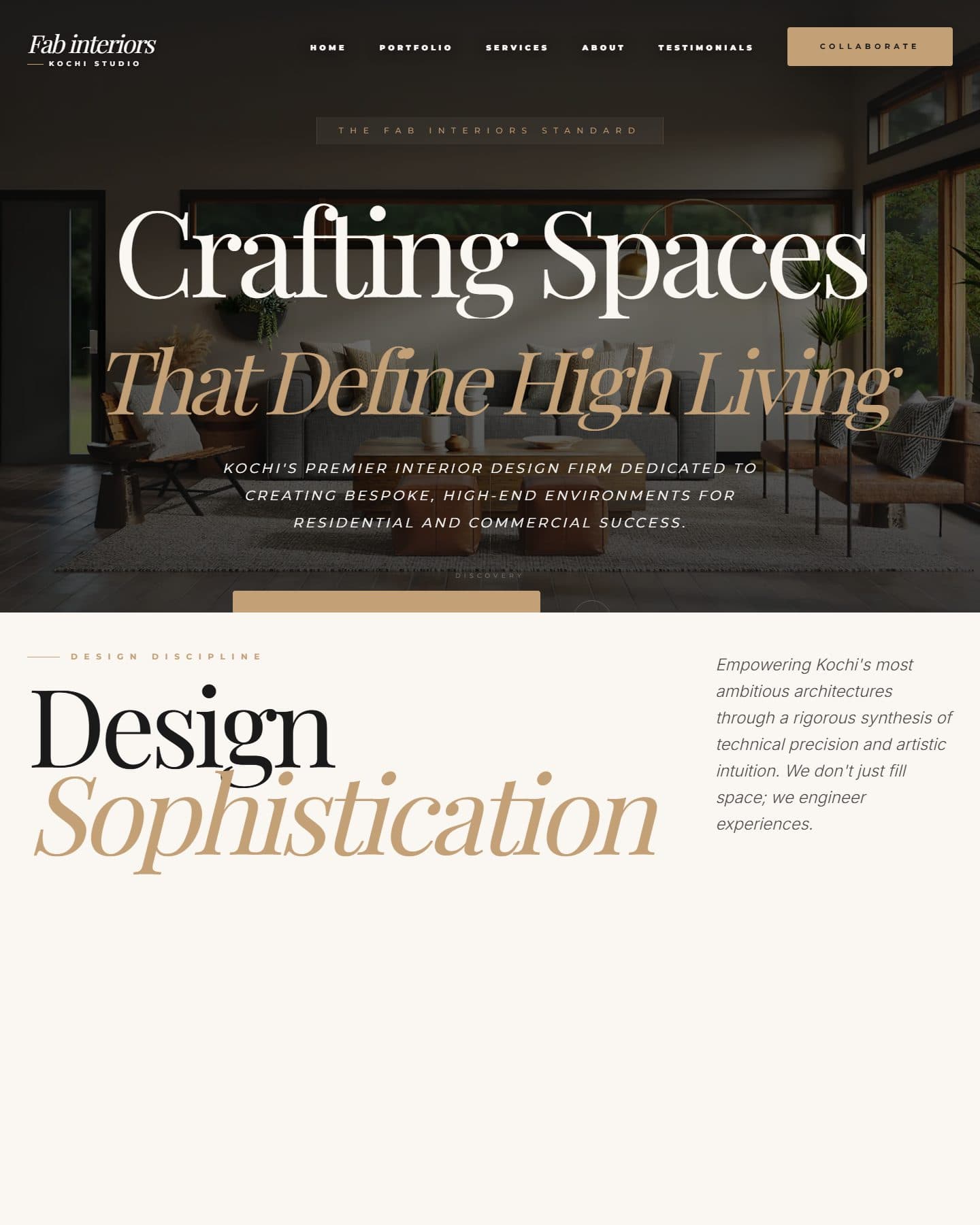 Fab Interiors website, homepage