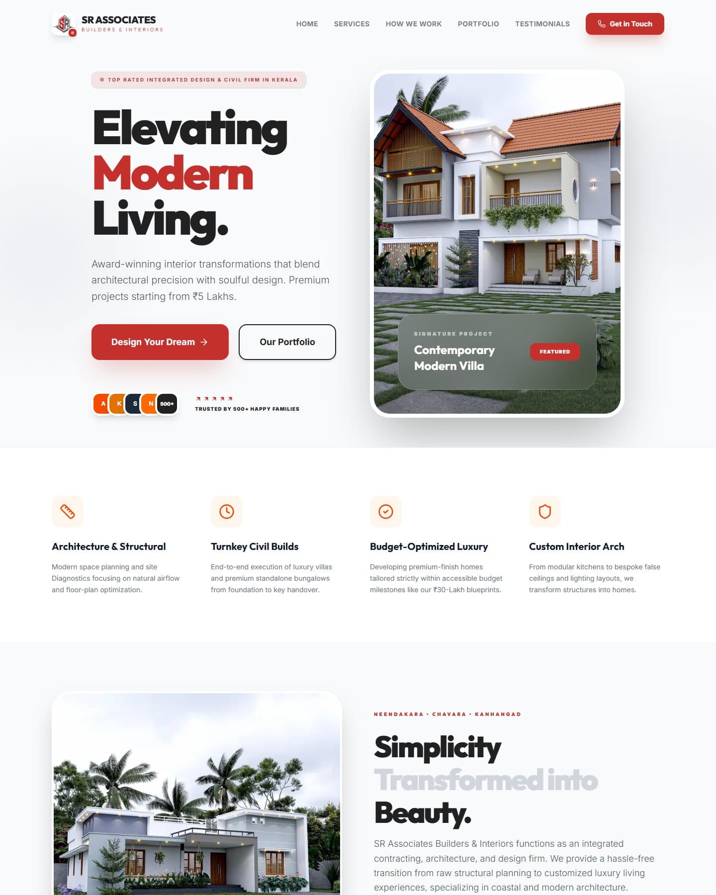 The SR Associates Builders & Interiors homepage