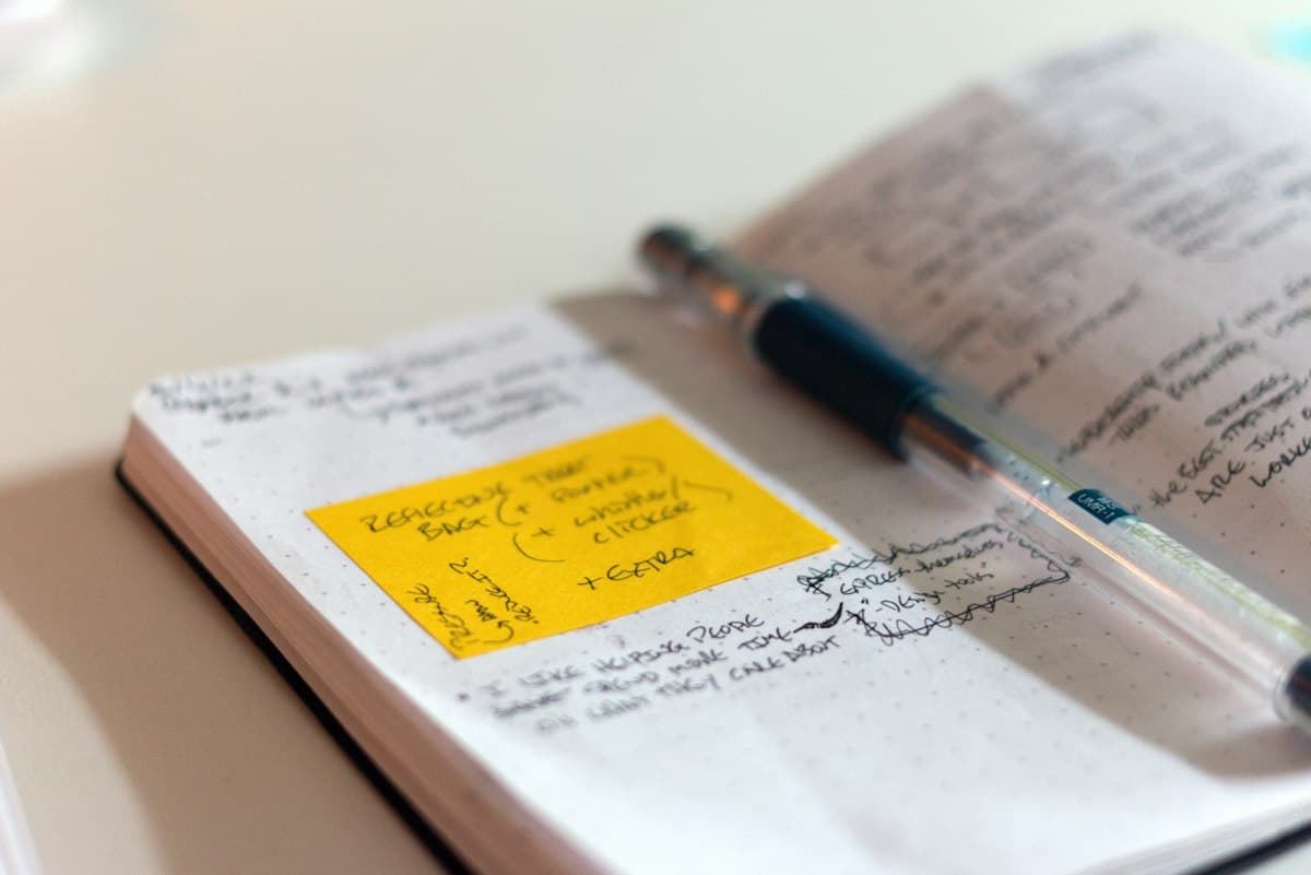 Handwritten notes with highlighted lines